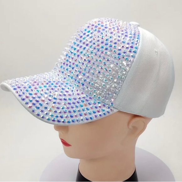 White Rhinestone Decor Baseball Cap - Picture 6 of 6